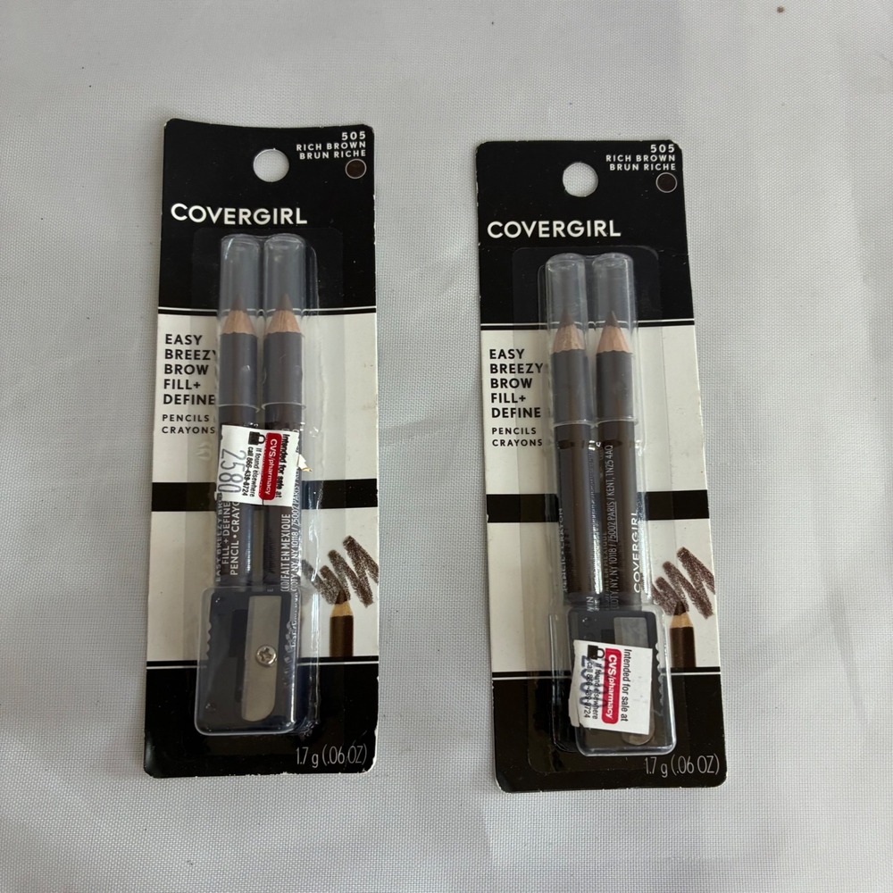 CoverGirl NEW Easy Breezy Brow Pencil 2-Pack Rich Brown 505 Fill Define